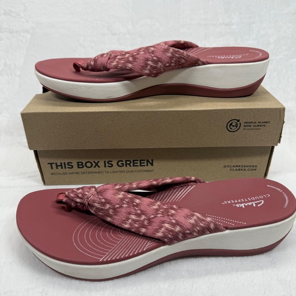 Clarks Cloudsteppers Arla‎ Glison Knot Thong Sandals Washable Cushioned Size 12 - Picture 1 of 13